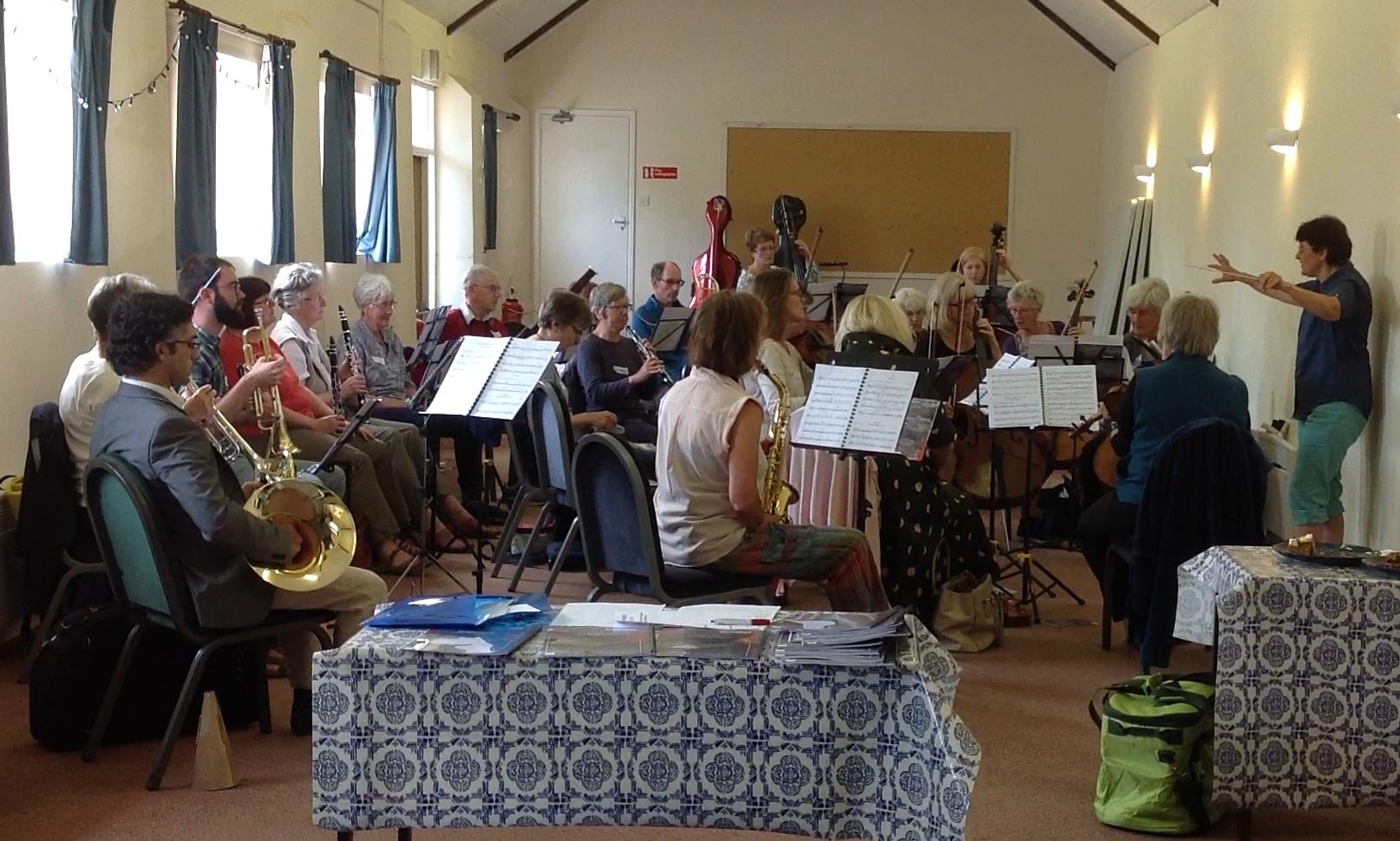 Emily working with the orchestra.