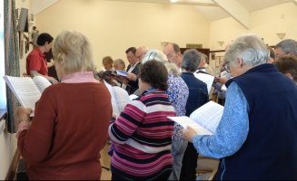 Three Tommies sing through at the May 2018 workshop
